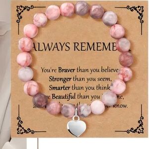 NWT Pink Or Red Beaded Bracelet with Heart Charm Choose Your Color